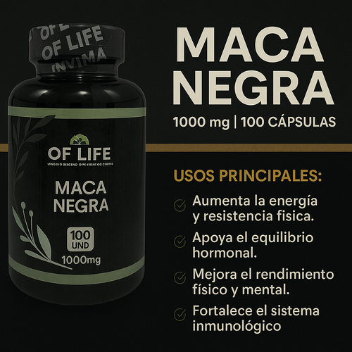 🌿 MACA NEGRA GARDEN OF LIFE — 1000 mg | 100 cápsulas